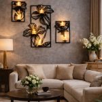 Black flower wall decor set front view