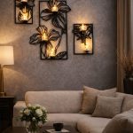 Black Flower Wall Decor Set - 3 Pieces