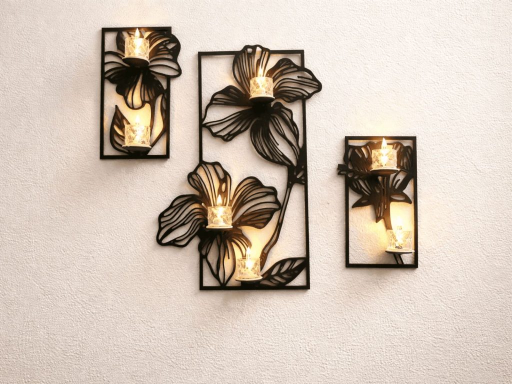 Black Flower Wall Decor Set – 3 Pieces
