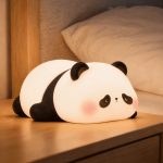 Rechargeable panda night light with warm glow for bedside and nursery use
