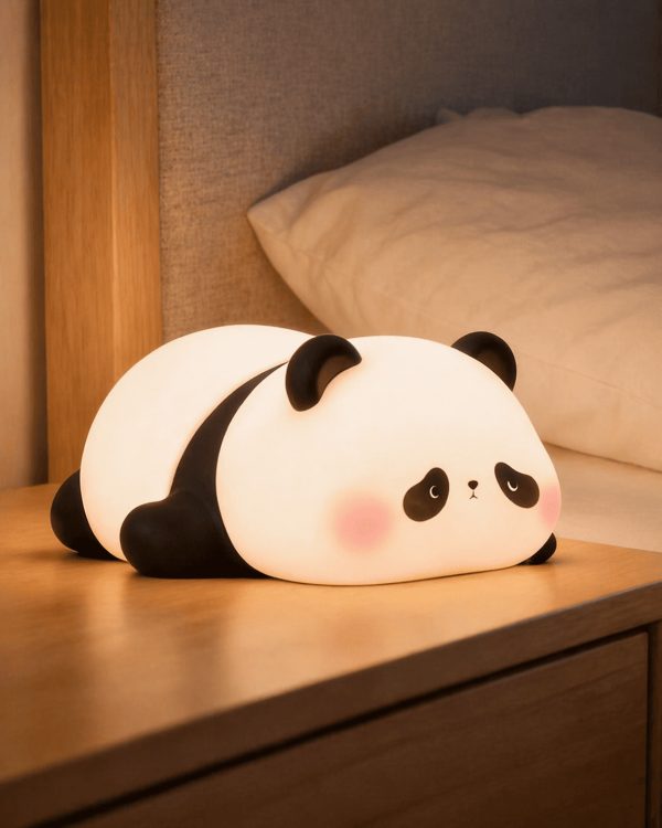 Rechargeable panda night light with warm glow for bedside and nursery use