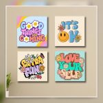 Multicolor wooden wall frame set of 4 for home wall decor