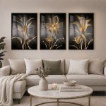 3D calligraphy wall frame set of 3 in multicolor wood