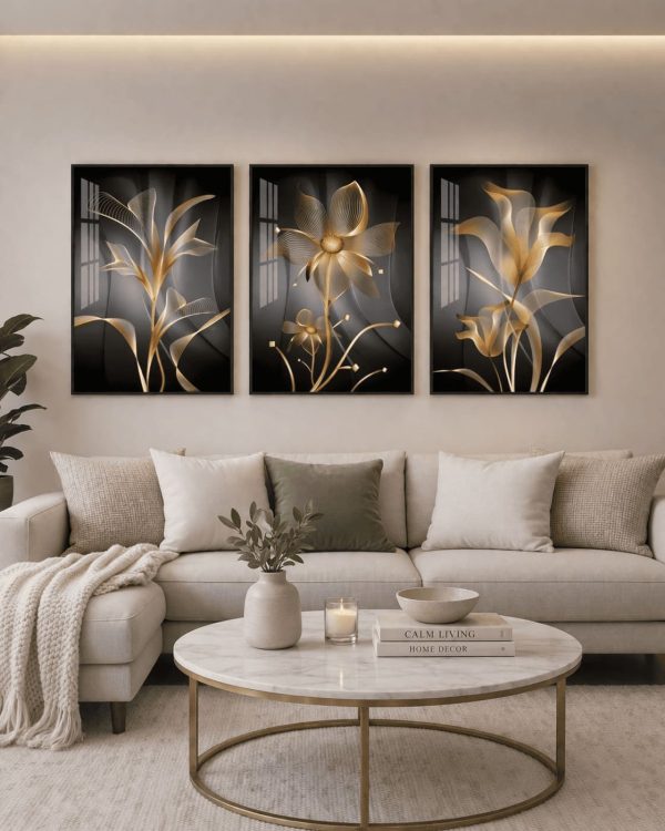 3D calligraphy wall frame set of 3 in multicolor wood