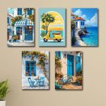 5 piece Mediterranean wall decor set for bedroom or office