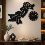 Pakistan Map 3D Wall Clock Black MDF