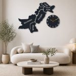 Black MDF Pakistan map wall clock with analog clock