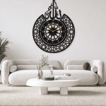 Islamic wooden wall clock 16x20 inch with Arabic calligraphy