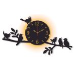 Bird design wall clock with backlight front view
