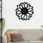 Sunflower wall art 16 x 16 inch black and white design