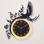 Black wall clock with soft backlight