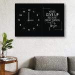 Never Give Up motivational wooden wall clock for wall decor