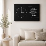 Rectangular quote wall clock for bedroom and office decor
