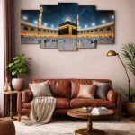 Khana Kaaba 5 piece wooden wall frame set