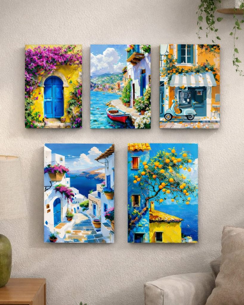 3D calligraphy wall art frames set of 5 in multicolor wood