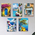 Multicolor 5 piece wall art frames for living room decor