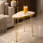 Marble effect side table with gold hairpin legs for living room